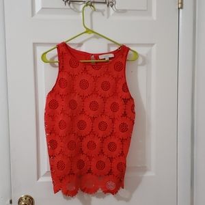 Loft orange/red lace tank top
